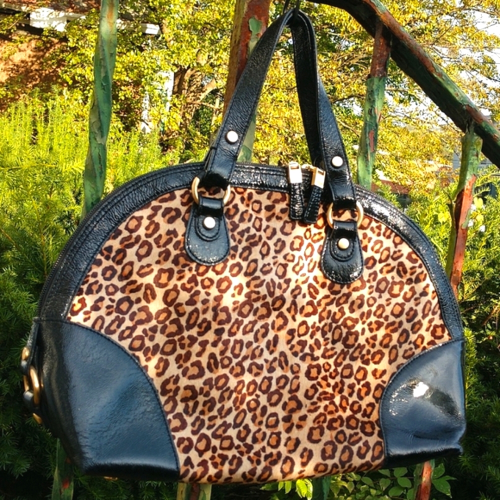 Talbots leopard print patent leather bag - Picture 2 of 14